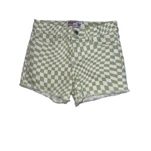Abercrombie Kids Girls' Mid-Rise Midi Shorts, Green & White Check, Size 13-14